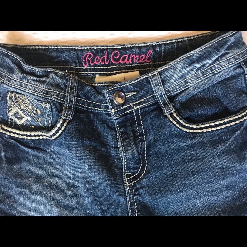 Darling Rhinestone Red Camel Girls Jeans - Picture 4 of 8